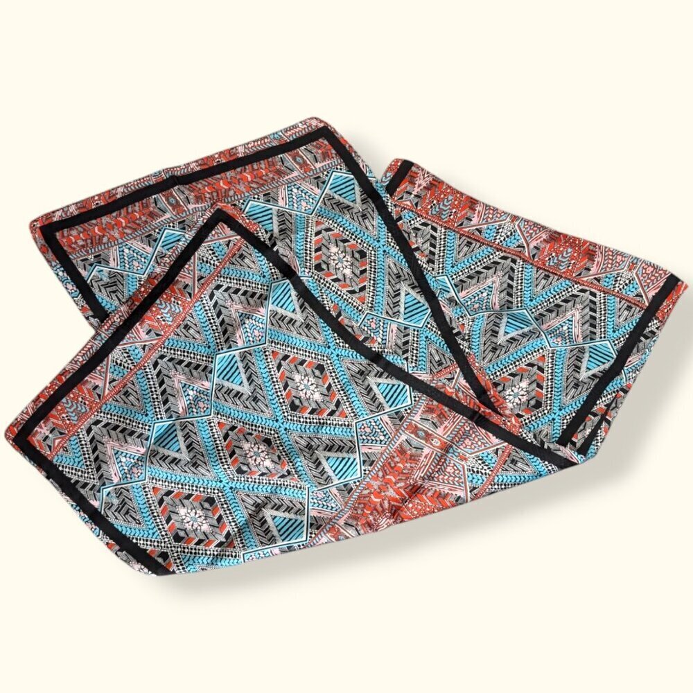 Vintage Blue & Red Pattern Rectangular Scarf